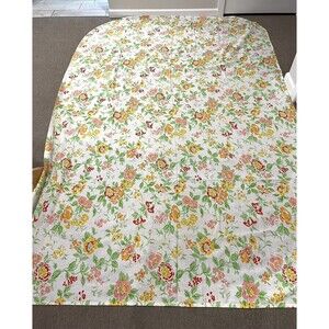 Vintage Sears Perma-Prest Full Flat Sheet Floral Flowers Mod MCM